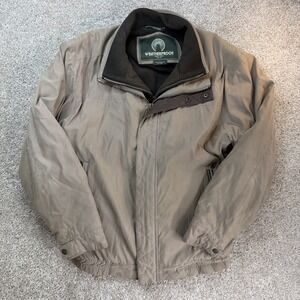 Weatherproof Jacket Mens L Beige Microfiber Bomber Full Zip Pockets Insulated